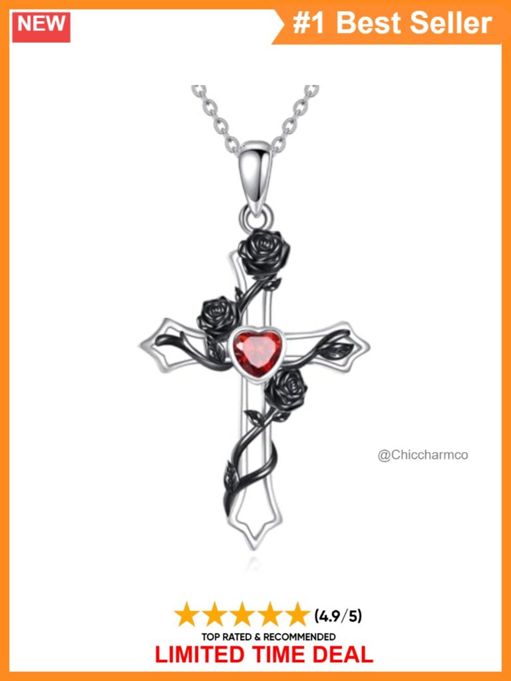 Sterling Silver Cross Pendant Necklace 18+2" Hypoallergenic Gift